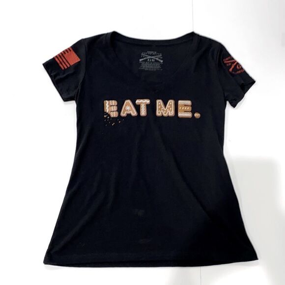 Grunt Style Women's Eat Me Short Sleeve V-Neck Tee Shirt Size Medium - Picture 1 of 9